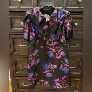 Floral Black Dress with Purple and Blue Accents